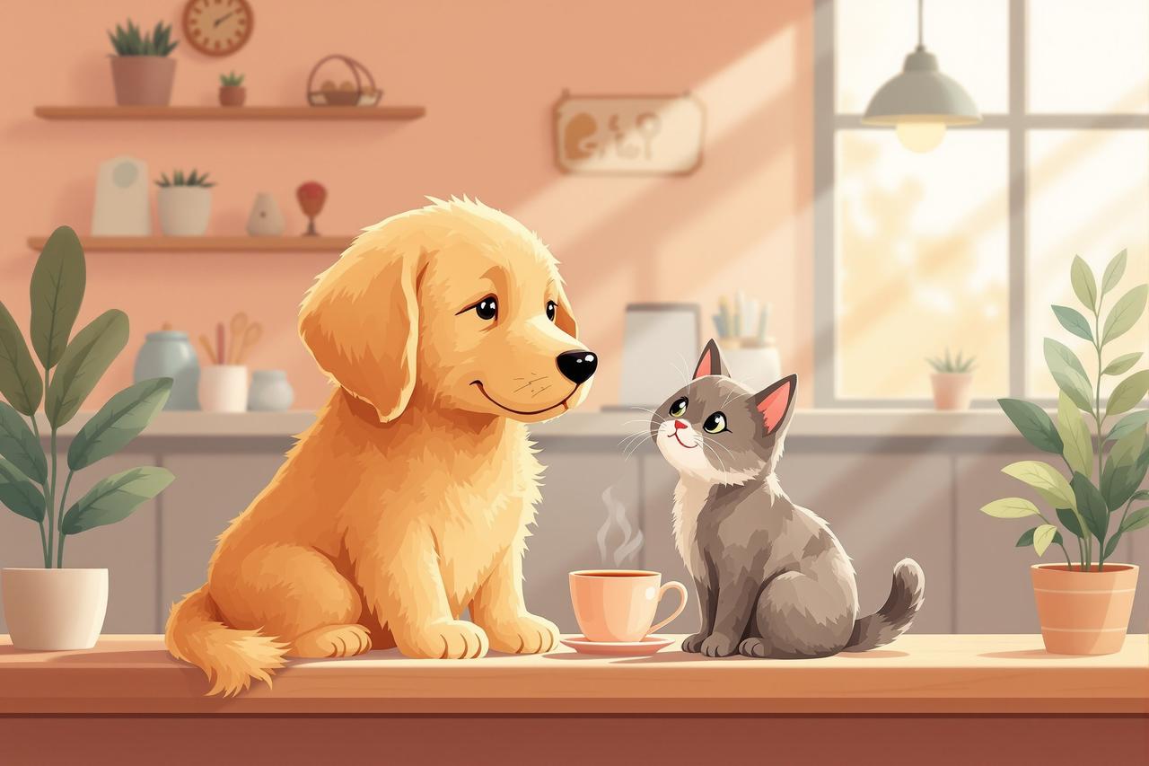 ai漫剧平台 - 《咖啡店的猫》第8集：新来的小金毛